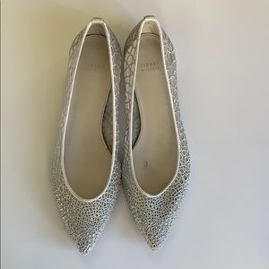 Stuart Weitzman silver and mesh flats